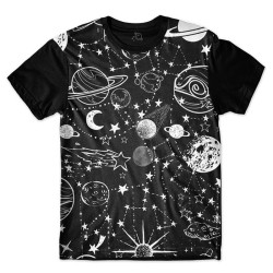Camiseta Infantil Galáxias e Planetas