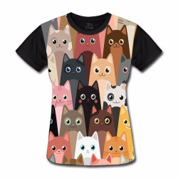 Camiseta Baby Look Gatos Fofíneos - Cats