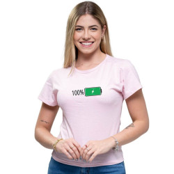 Camiseta Babylook Feminina Bateria Carregada 100% (Feminina)