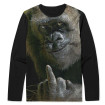 Camiseta Manga Longa Gorila Mostrando Dedo
