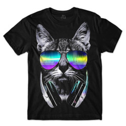 Camiseta Infantil Cat Music - Gato Fones de Ouvido