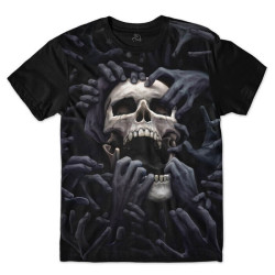 Camiseta Caveira Mãos Hands Skull