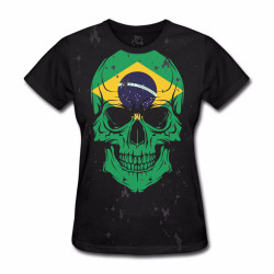 Camiseta Baby Look Caveira Brasil - Skull Brazil