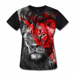 Camiseta Baby Look Lion Red - Leão Vermelho