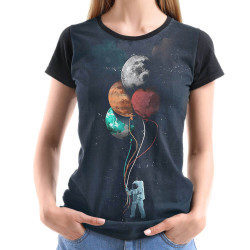 Camiseta Baby Look Astronauta Balloon
