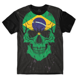 Camiseta Infantil Caveira Brasil - Skull Brazil