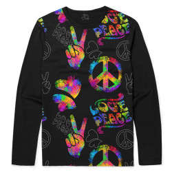 Camiseta Manga Longa Love Peace Hippie