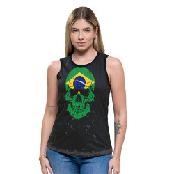 Regata Feminina Caveira Brasil - Skull Brazil