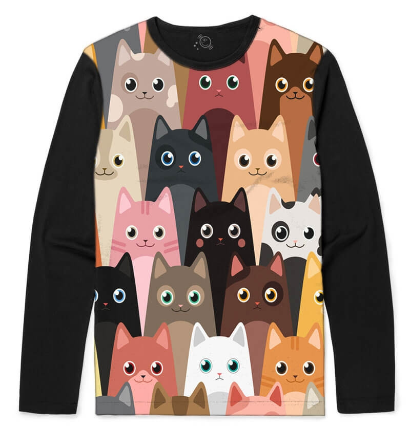 Camiseta Manga Longa Gatos Fofíneos - Cats