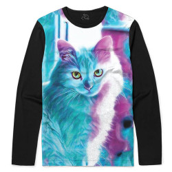 Camiseta Manga Longa Gato Colorido - Cat Color