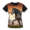 Camiseta Baby Look Cavalo Negro