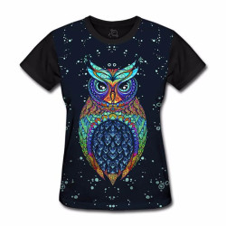 Camiseta Baby Look Coruja Owl Tribal