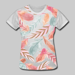 Camiseta Baby Look Rose Gold Feather