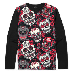 Camiseta Manga Longa Caveira Mexicana - Red Skull