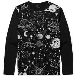 Camiseta Manga Longa Galáxias e Planetas