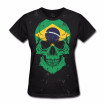 Camiseta Baby Look Caveira Brasil - Skull Brazil