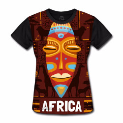 Camiseta Baby Look Mascara Tribal Africana (Feminina)